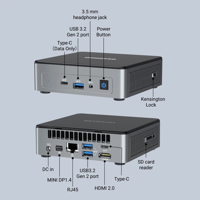 Компьютер GEEKOM Mini Air12 / N100, 16G, SSD 512G, WIN11 Pro (GMAir12N100-16512-EU) изображение 5