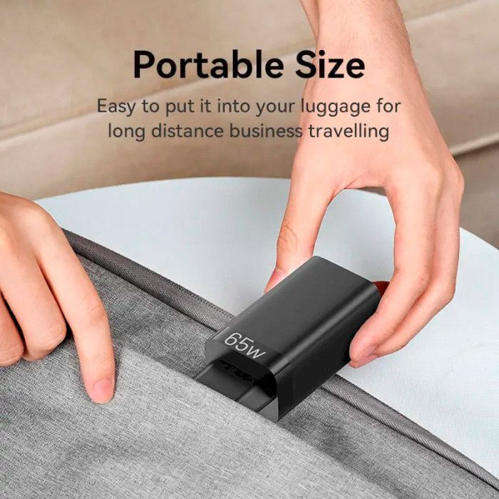 Зарядний пристрій Vention 3xUSB 65W (2xUSB-C+USB-A) PD3.0+QC4.0 black (FEDB0-EU) зображення 9