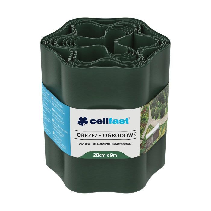 Садовое ограждение Cellfast газонная, бордюрная, волнистая, 20смх9м, темно-зеленый (30-023H)