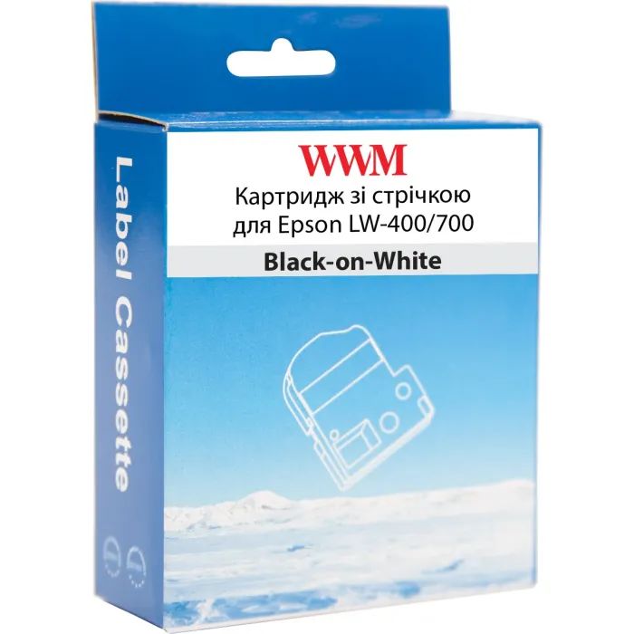 Лента для принтера этикеток WWM для Epson LW-400/700 6mm х 8m Black-on-White (WWM-SS6K) изображение 2