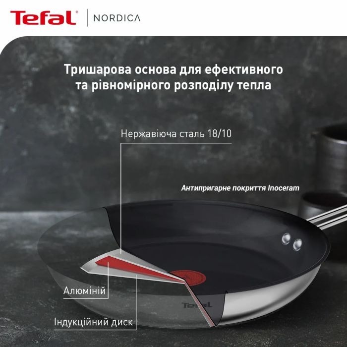 Сковорода Tefal Nordica, 28см, нержавіюча сталь (H8710655) изображение 5