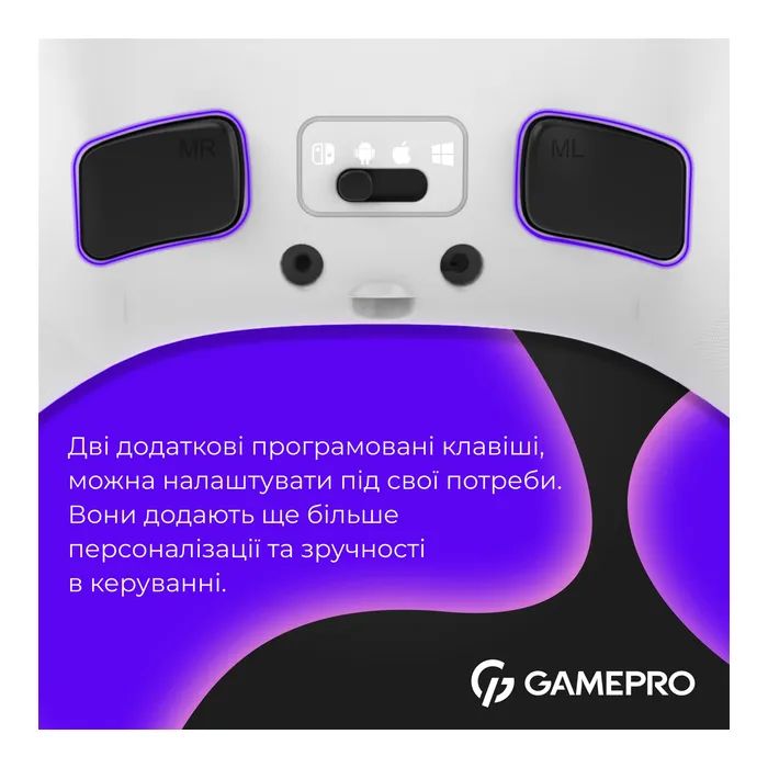 Геймпад GamePro GPX13W 2.4G/BT 5.1/USB/PC/iOS/Android RGB White (GPX13W) изображение 7