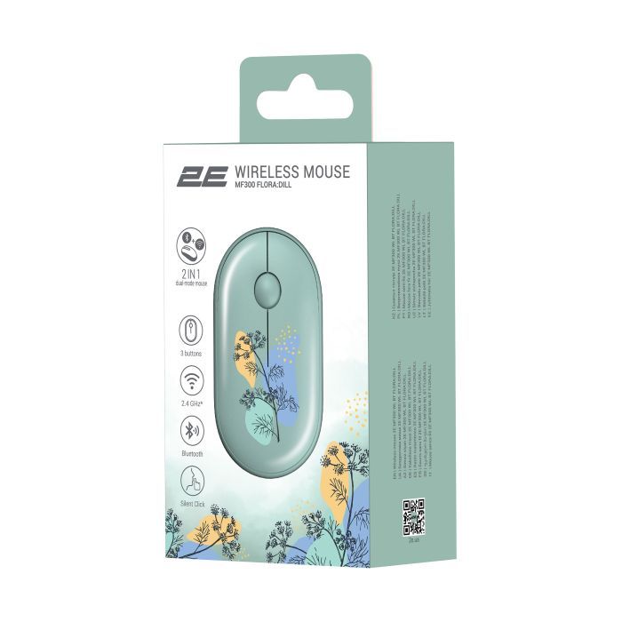 Мишка 2E MF300 FLORADILL Silent Wireless/Bluetooth Green (2E-MF300WFLORAGN) зображення 6