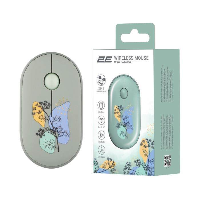 Мишка 2E MF300 FLORADILL Silent Wireless/Bluetooth Green (2E-MF300WFLORAGN) зображення 7