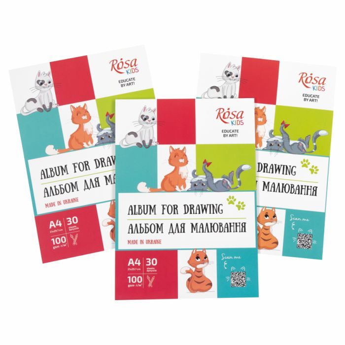 Альбом для малювання Rosa Kids склейка Cats А4 30 аркушів (4823098543039) зображення 3