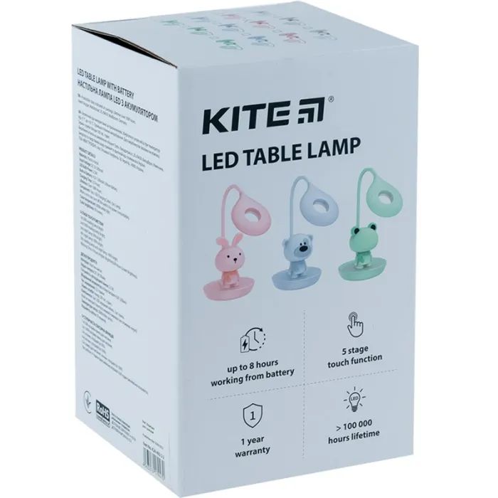 Настільна лампа Kite Bear LED з акумулятором, блакитна (K24-492-2-3) зображення 4