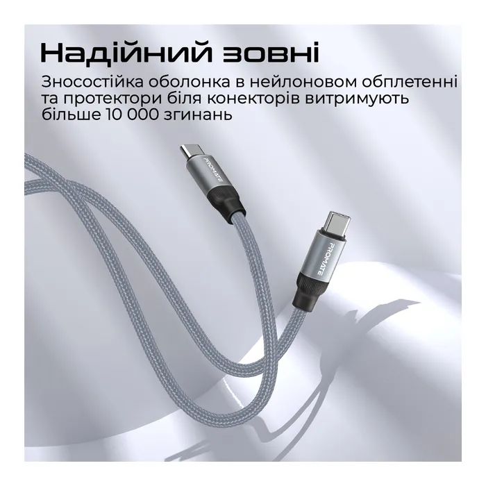 Дата кабель USB-C to USB-C springy.blue Promate (springy.blue) изображение 6