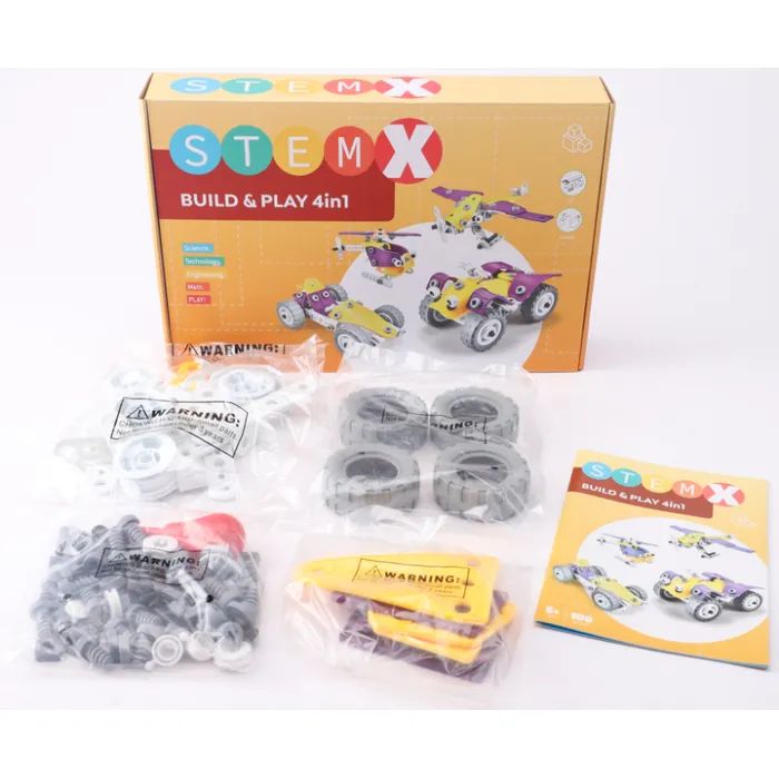 Конструктор Stem с болтами Build&Play 4 в 1 на 100 деталей (3858894673308) изображение 7