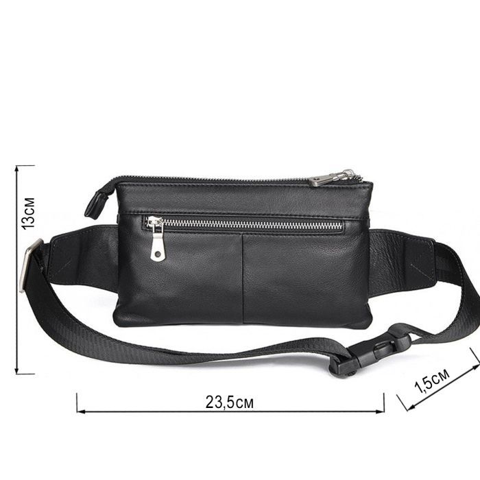 Сумка Vintage Поясная зернистая кожаная Черная (14976) изображение 3