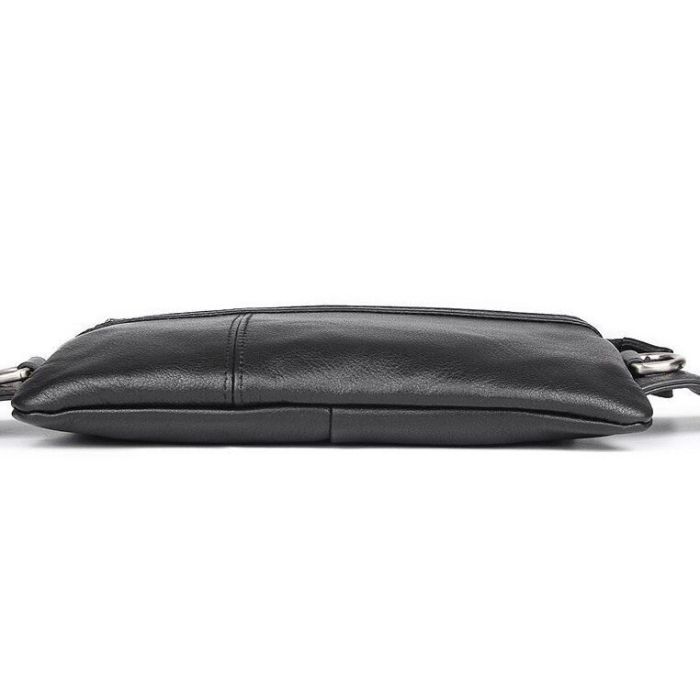 Сумка Vintage Поясная зернистая кожаная Черная (14976) изображение 6