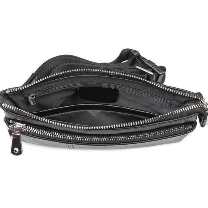 Сумка Vintage Поясная зернистая кожаная Черная (14976) изображение 7