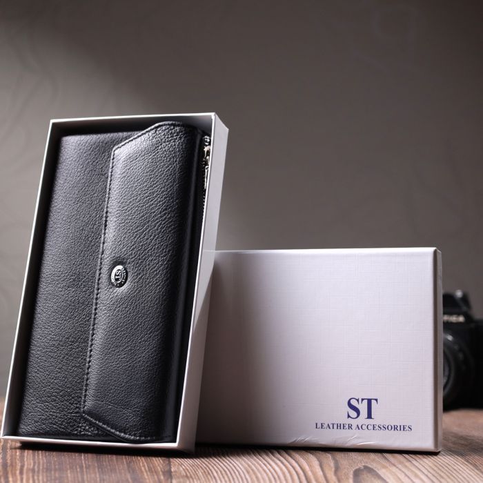 Портмоне ST Leather Из натуральной кожи Черное (22698) изображение 12