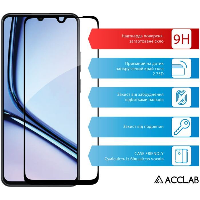 Стекло защитное ACCLAB Full Glue Realme Note 60X Black (1283126609015) изображение 3