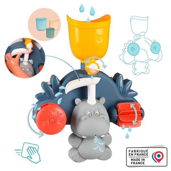 Іграшка для ванної Smoby Little Водяний млинок. Бегемот", з аксесуарами (140405) зображення 3