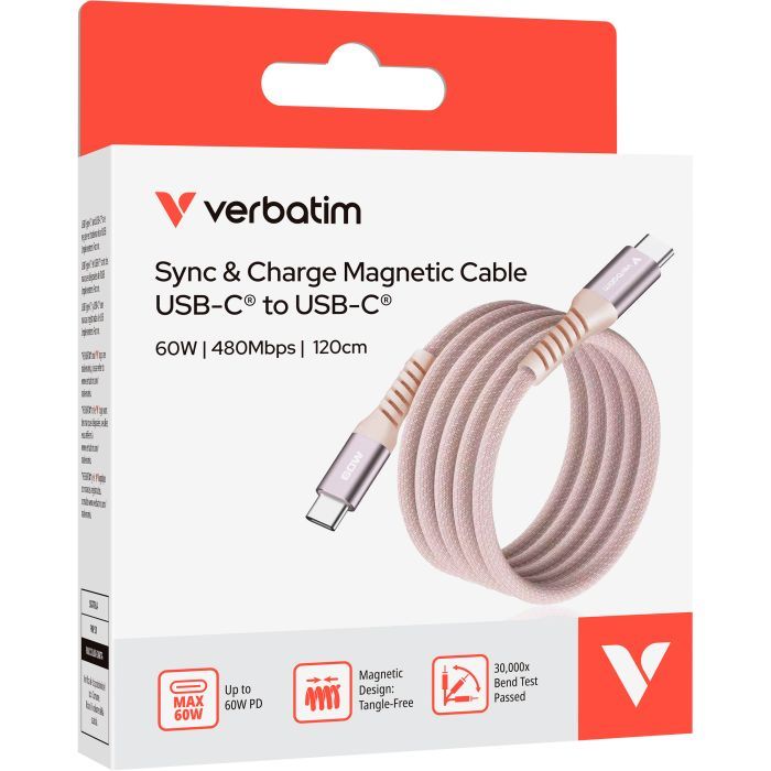 Дата кабель USB-C to USB-C 1.2m Magnetic 60W blue Verbatim (31852) зображення 3