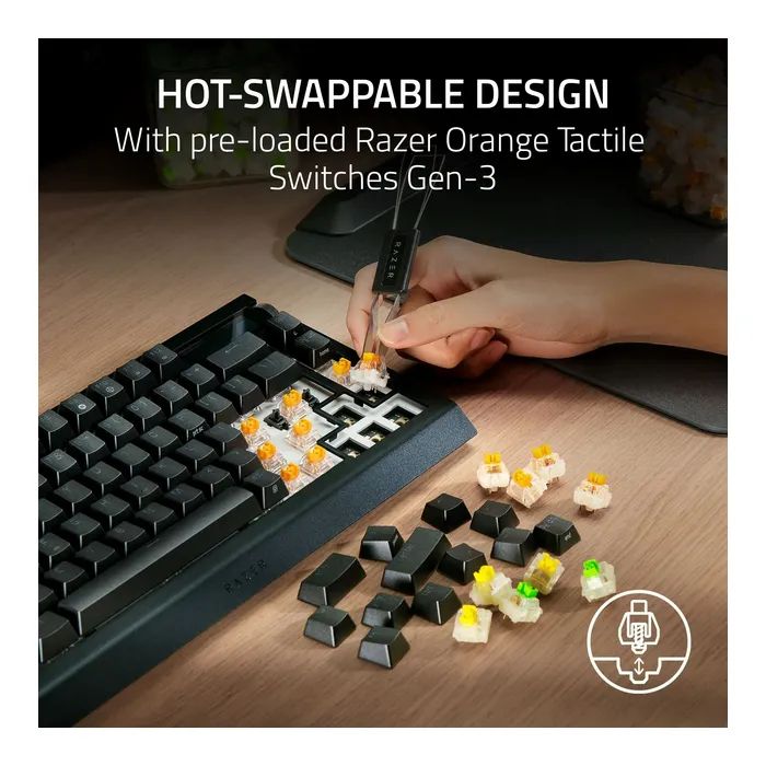 Клавиатура Razer BlackWidow V4 Pro 75 ISO Wireless/Bluetooth/USB UA Black (RZ03-05130300-R3E1) изображение 8