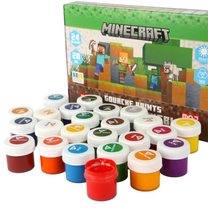 Гуашевые краски Yes Minecraft 6 кольорів по 20 мл (230405) изображение 3
