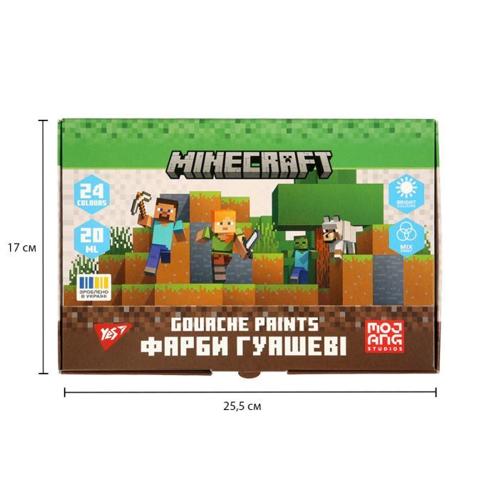 Гуашевые краски Yes Minecraft 6 кольорів по 20 мл (230405) изображение 6