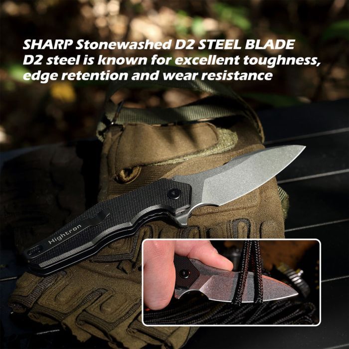 Нож Hightron Mini Ventura, D2, G10, зелений, сталевий stonewash клинок (HK05GRNS) изображение 3