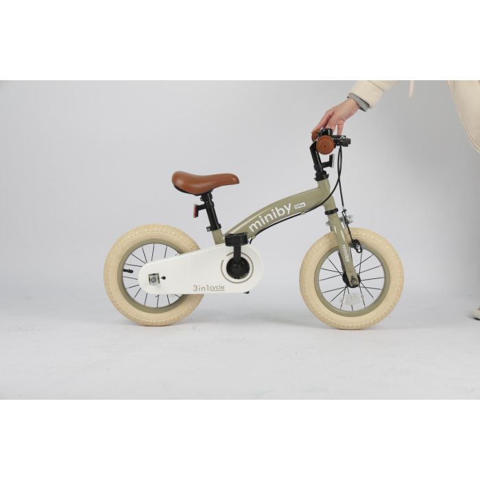 Дитячий велосипед QPlay Miniby 3 в1, біговел 12",Grey-Green (CB02MiniBy12Grey-Green) зображення 7