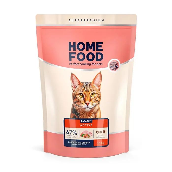 Сухий корм для кішок Home Food For active з куркою та креветками 200 г (4820290090125)