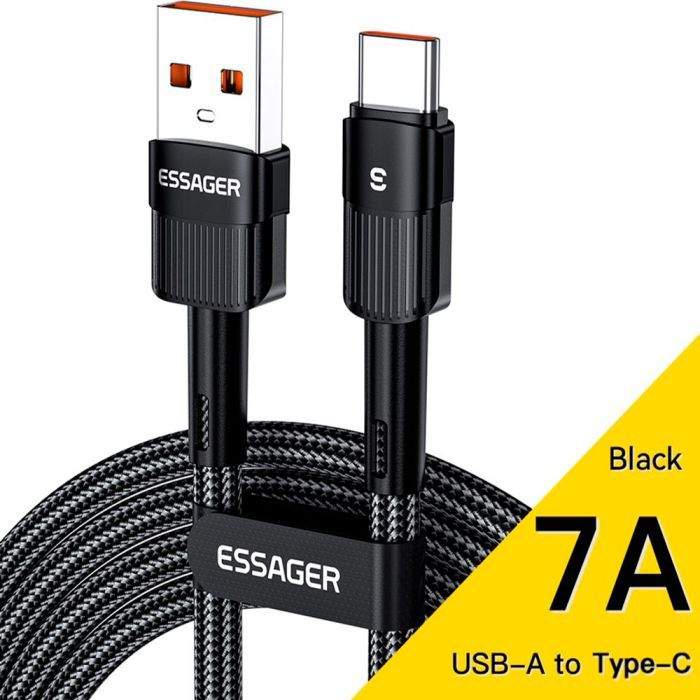 Дата кабель USB 2.0 AM to USB-C 3.0m 7A black Essager (EXCT-XCC01)