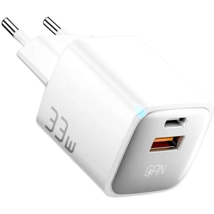 Зарядний пристрій Essager 1xUSB + 1xUSB-C 33W GaN white (ECTAC-JXB02-Z) зображення 2