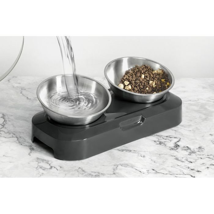 Посуд для котів Lapka Годівниця подвійна з металевими мисками (LPK-27) зображення 10
