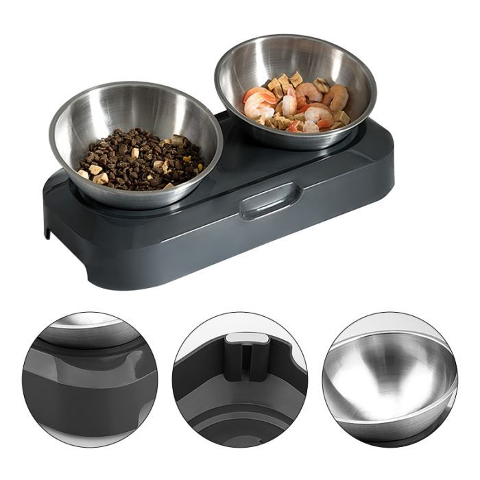 Посуд для котів Lapka Годівниця подвійна з металевими мисками (LPK-27) зображення 3