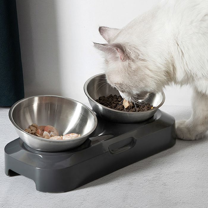 Посуд для котів Lapka Годівниця подвійна з металевими мисками (LPK-27) зображення 7