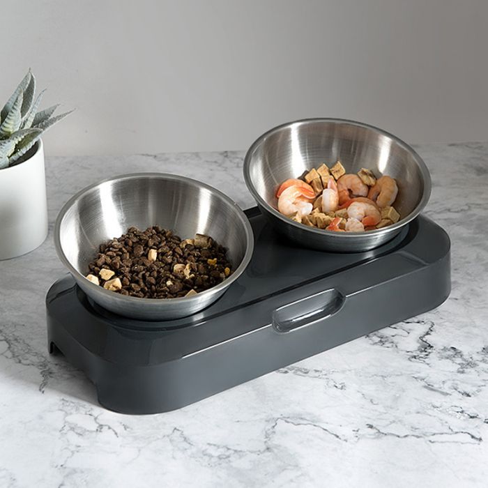 Посуд для котів Lapka Годівниця подвійна з металевими мисками (LPK-27) зображення 8