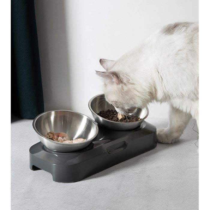 Посуд для котів Lapka Годівниця подвійна з металевими мисками (LPK-27) зображення 9