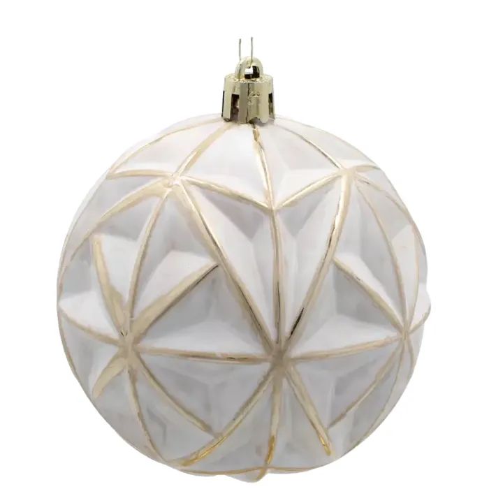 Ялинкова іграшка Chomik пластикові кульки 4 шт, 8 см, біло-золотисті (5900779897243) зображення 2