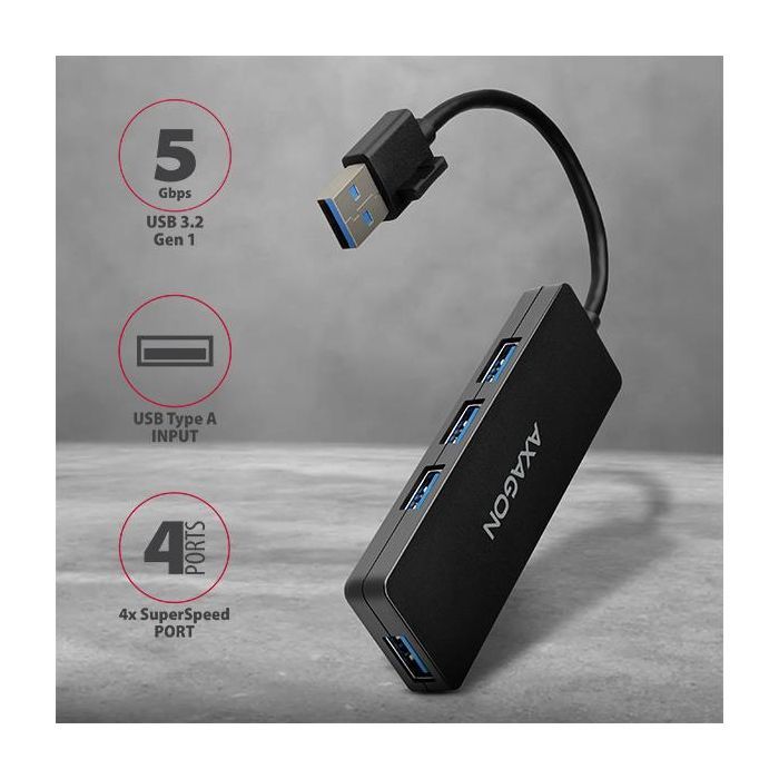 Концентратор AXAGON USB 3.1 to 4xUSB 3.0 black (HUE-G1A) изображение 2