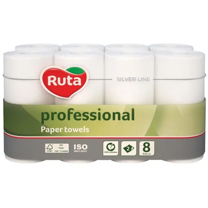 Бумажные полотенца Ruta Professional 2 слоя 8 рулонов (4820202893639)