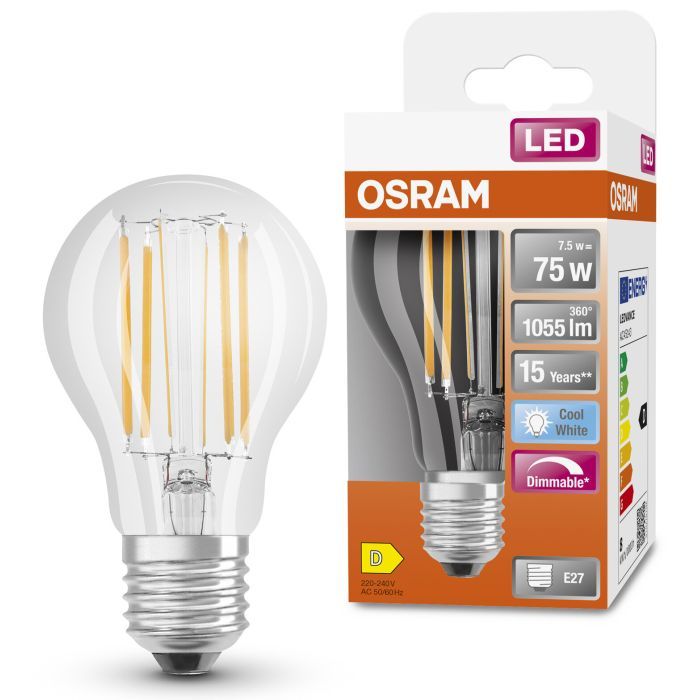 Лампочка Osram LED CLA75 DIM 7,5W/840 230V FIL E27 (4058075434967) изображение 3