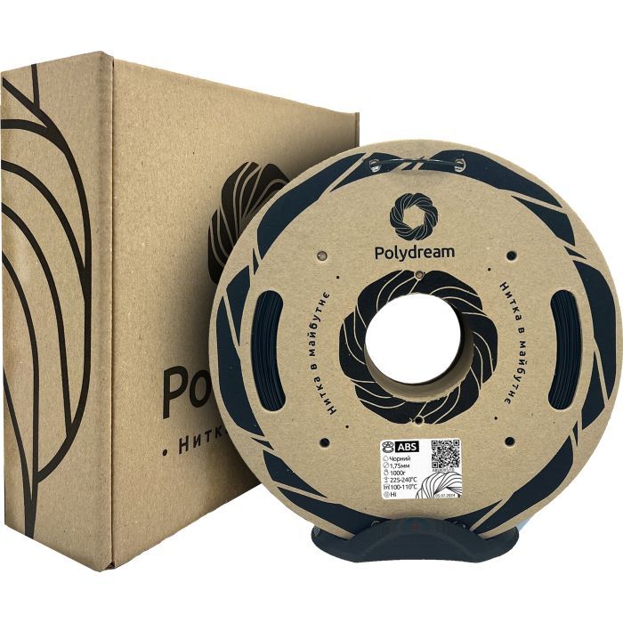 Пластик для 3D-принтера Polydream ABS+ 1,75mm 1 кг Black (ABSPlus9005/10) зображення 2