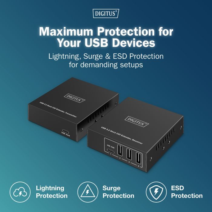 Адаптер Digitus USB extender 100 m RJ-45 to 3xUSB-A + 1xUSB-C (DA-73121) зображення 6