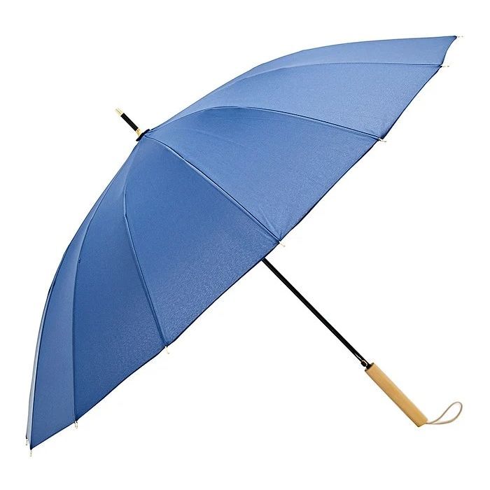 Зонт Krago тростина, 16 спиць з дерев''яною ручкою синя (umb-7-002)