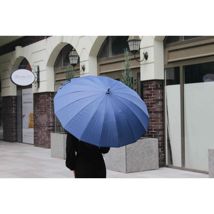 Зонт Krago тростина, 16 спиць з дерев''яною ручкою синя (umb-7-002) изображение 6
