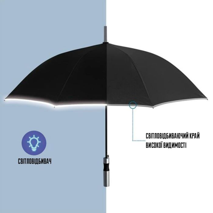 Зонт Perletti Reflecting тростина, з системою антивітер, чорна (P96014-01) изображение 3