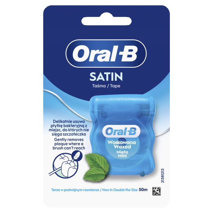 Зубна нитка Oral-B Satin Tape М'ятна Вощена 50 м (8006530114196) зображення 2