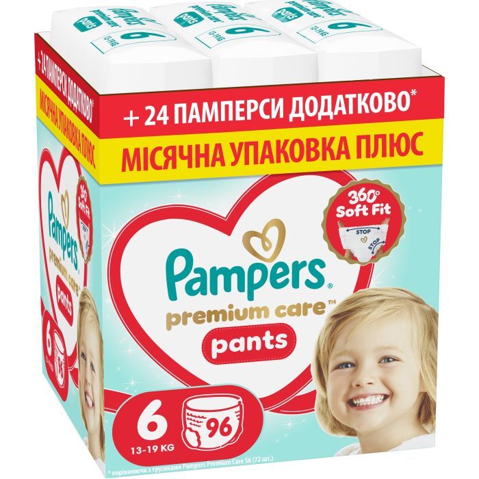 Підгузки Pampers Premium Care Pants Розмір 6 (13-19 кг) 96 шт (8006530315814)