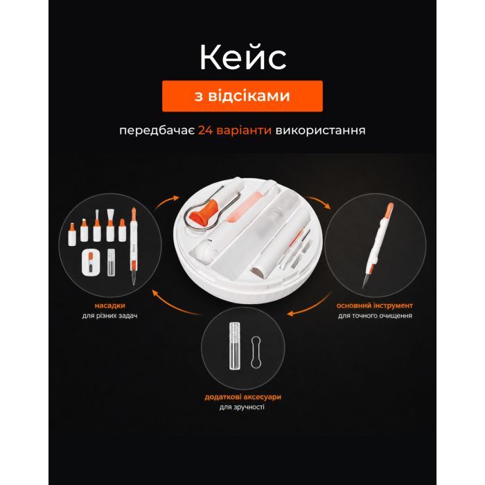 Универсальный чистящий набор 2E Multifinctional cleaning kit 24in1 white-orange (2E-SK24IN1) изображение 5