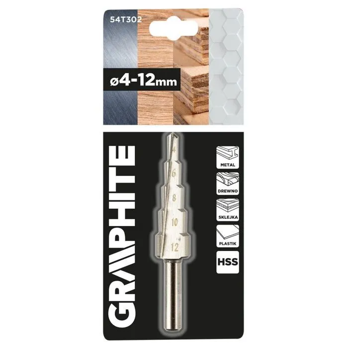 Сверло Graphite по металлу, ступенчатое, HSS, 4x12мм (54T302) изображение 7