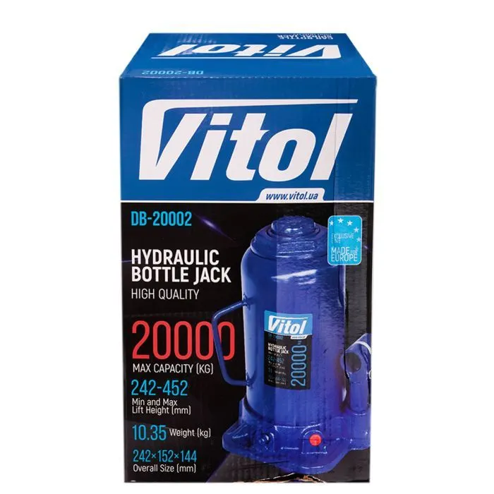 Домкрат Vitol DB-20002/T92004, телескопічний, гідравлічний, 20т, min 242мм, max 452мм (DB-20002) зображення 8