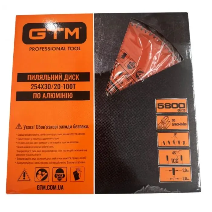 Круг отрезной GTM 254×30мм, 100 зубов, по алюминию (SBA-254100) изображение 2