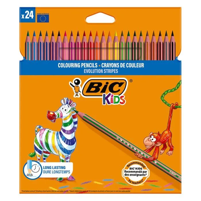 Карандаши цветные Bic Evolution Stripes 24 кольори (bc502447)