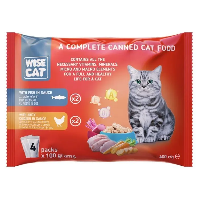 Влажный корм для кошек Wise Cat Fish&Chicken 400 г (4820111141852)