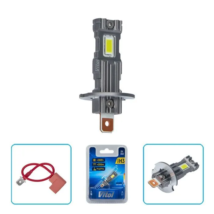 Автолампа Vitol LV1-H3/LED-chips 3570 CSP/9-18v/35w/3000Lm/6000K (LV1-H3) зображення 7